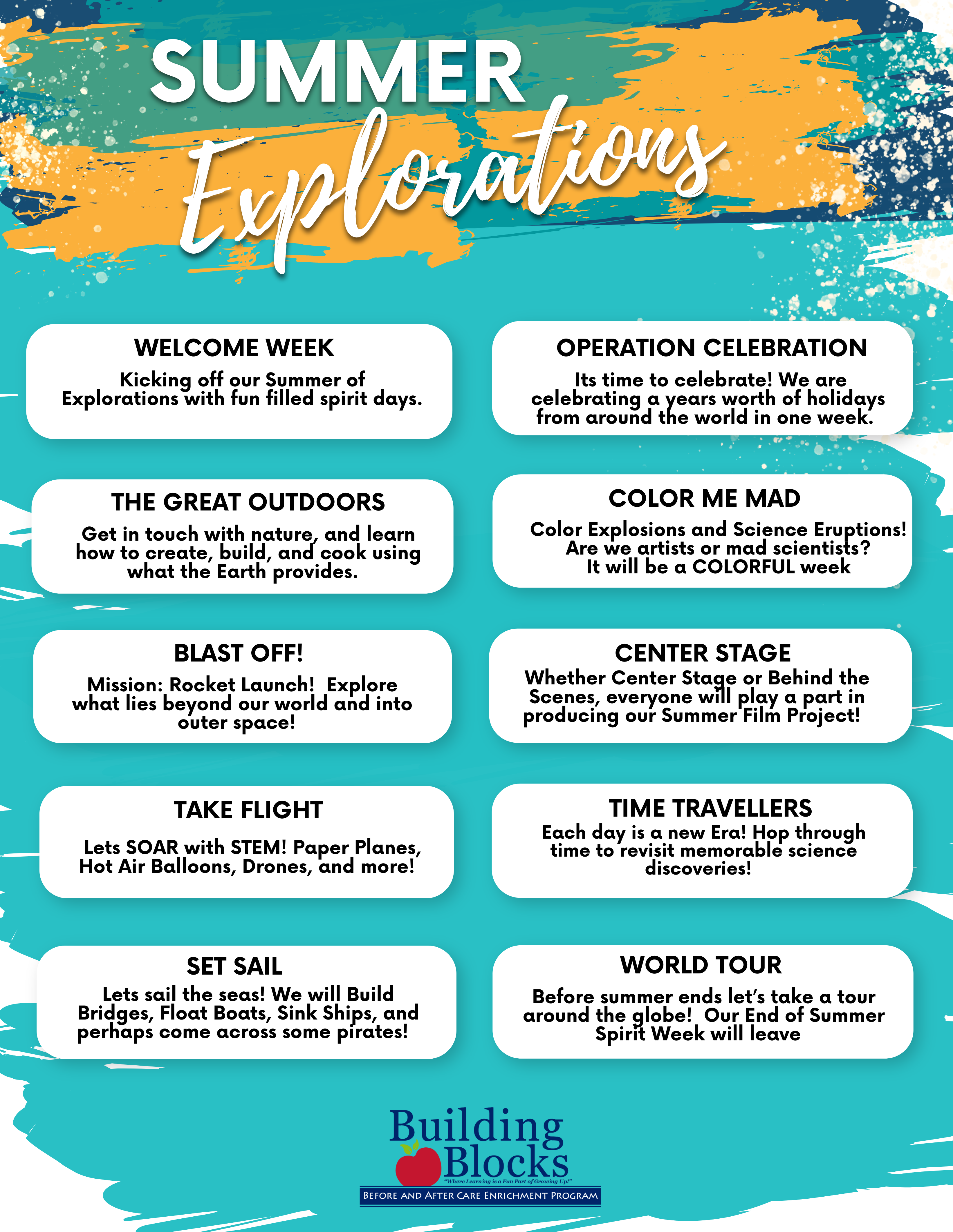 Summer Explorations Overview & Weekly Themes 2023